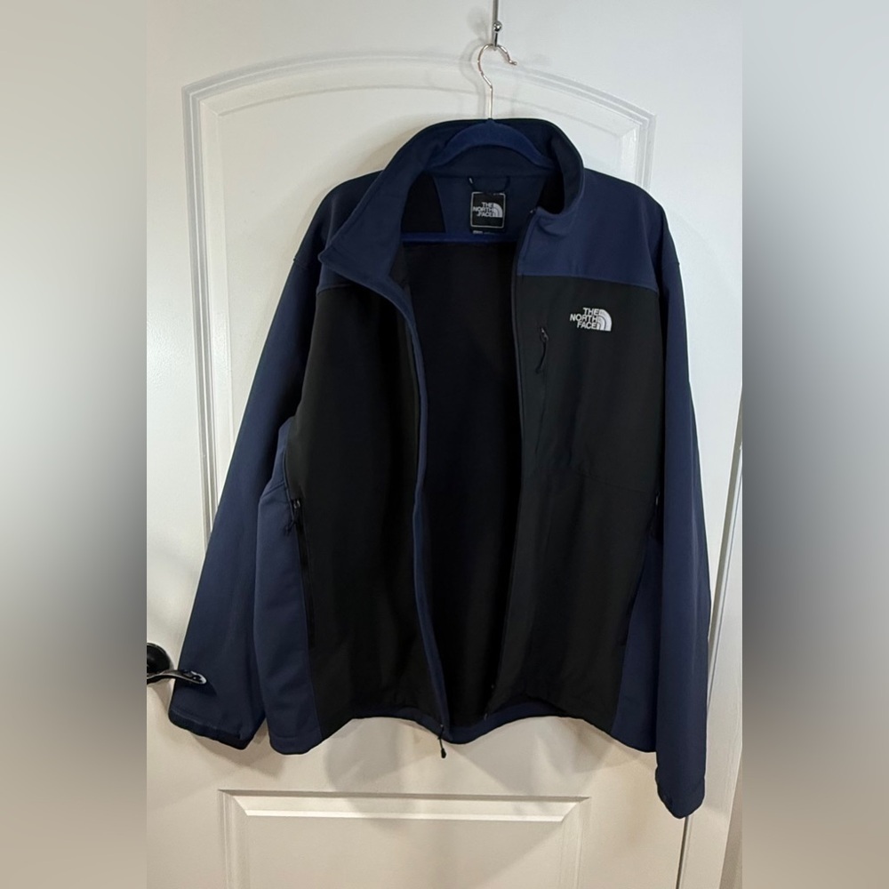 The North Face Men’s XXL Navy Black Softshell Jacket Full Zip Fleece - Picture 4 of 12
